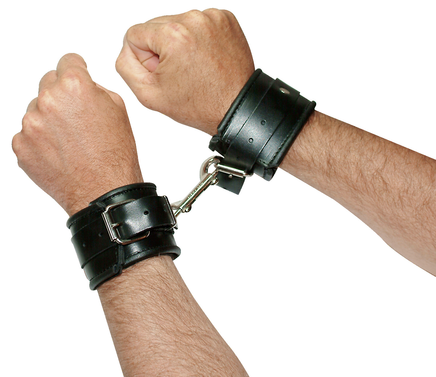 Связан ремнями. Кожаные кандалы. Наручники из натуральной кожи. Руки в наручниках. Ремень наручники