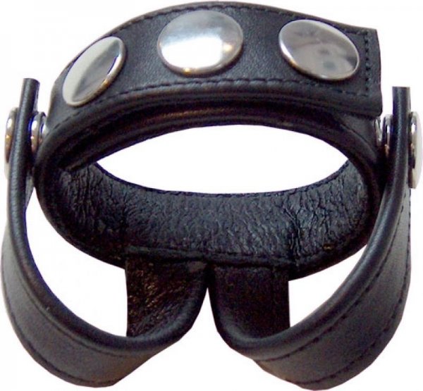 Leather cockstrap with testicle separator