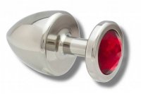 Preview: Buttplug Edelstahl 40 mm rot