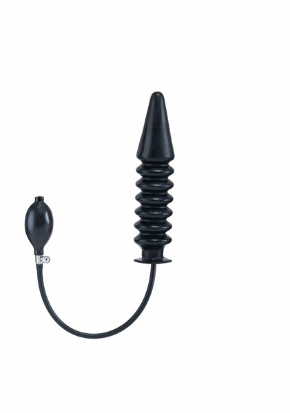 Inflatable Solid Ribbed Dildo - Black L