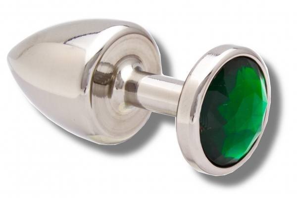 Buttplug 30 mm aus Edelstahl Kristall grün