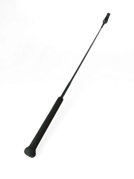 Black leather whip