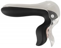 Preview: Bad Kitty Vibro-Spekulum mit LED – schwarz-transparent, geschlossen