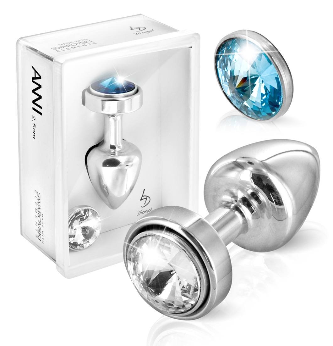 Silberner Buttplug mit Swarovski-Stein, Ø 2,5 cm Silberner Buttplug mit Swarovski-Stein, Ø 2,5 cm