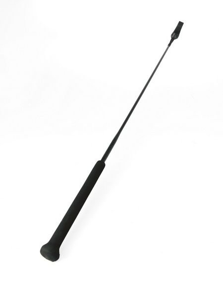 Black leather whip