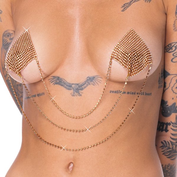 Glitter nipple stickers with chains