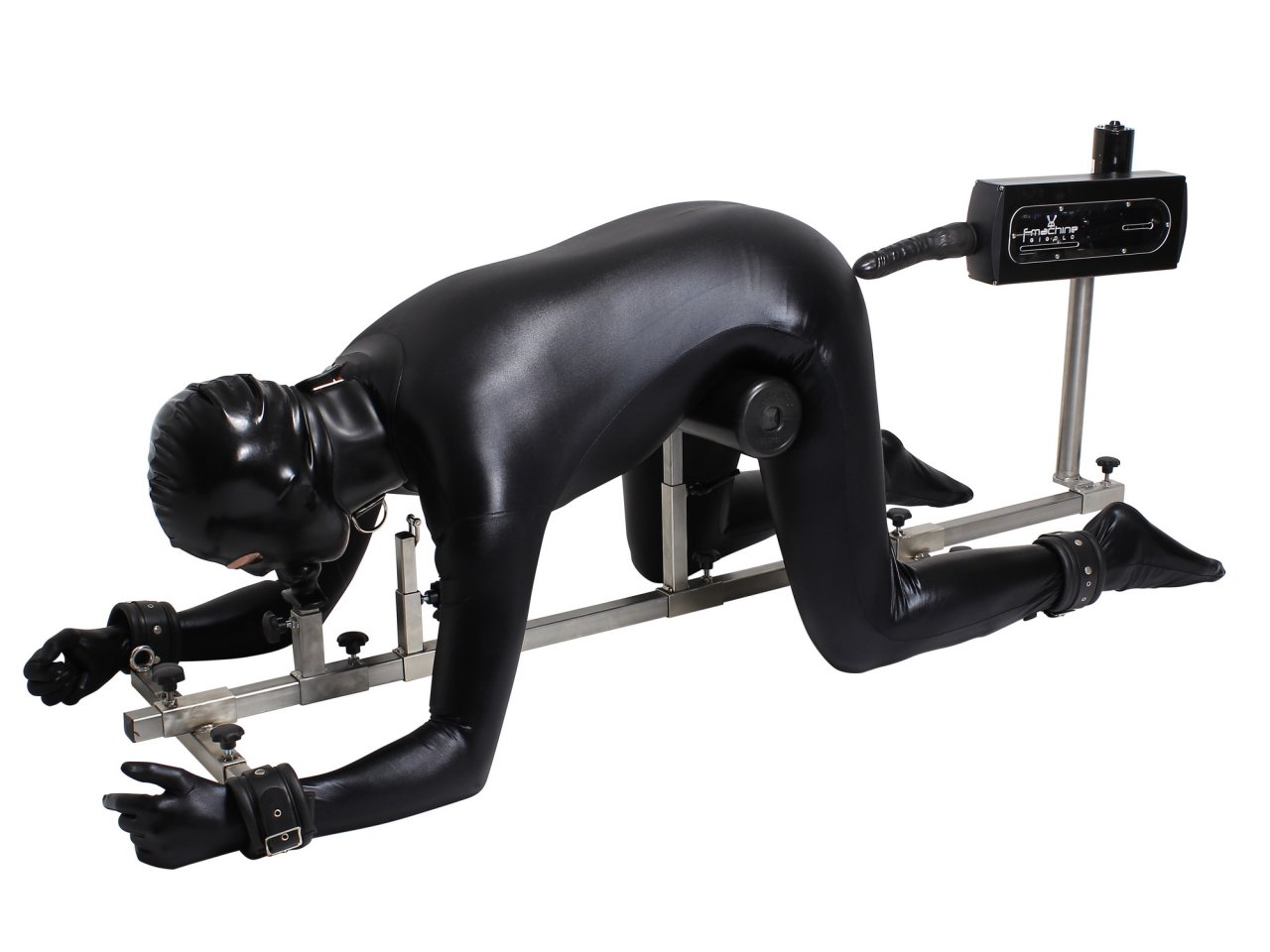 Stainless steel BDSM floor pillory set with Fuck Machine Stainless steel BDSM floor pillory set with Fuck Machine