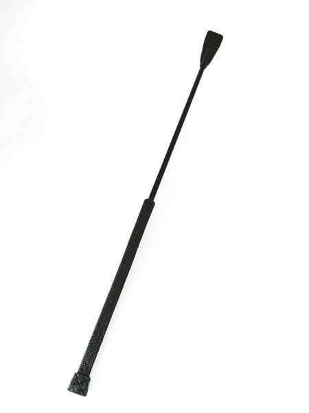 Black leather whip