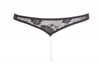 Preview: Black rio thong with white pearl necklaces