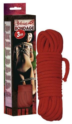 Red bondage rope for tingling bondage games