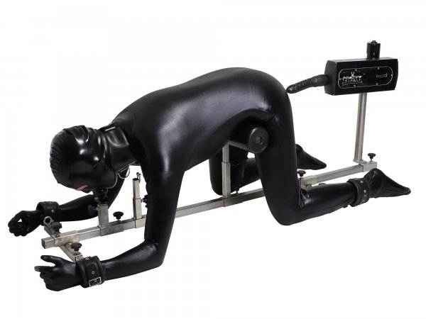 Stainless steel BDSM floor pillory set with Fuck Machine