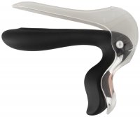 Preview: Bad Kitty Vibro-Spekulum mit LED – schwarz-transparent, geöffnet