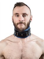 Preview: Sklaven Halsfessel mit blauer Polsterung