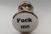 Preview: Butt plug made of stainless steel Ø 80 mm optional writing