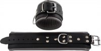 Ankle cuff leather black lined gray