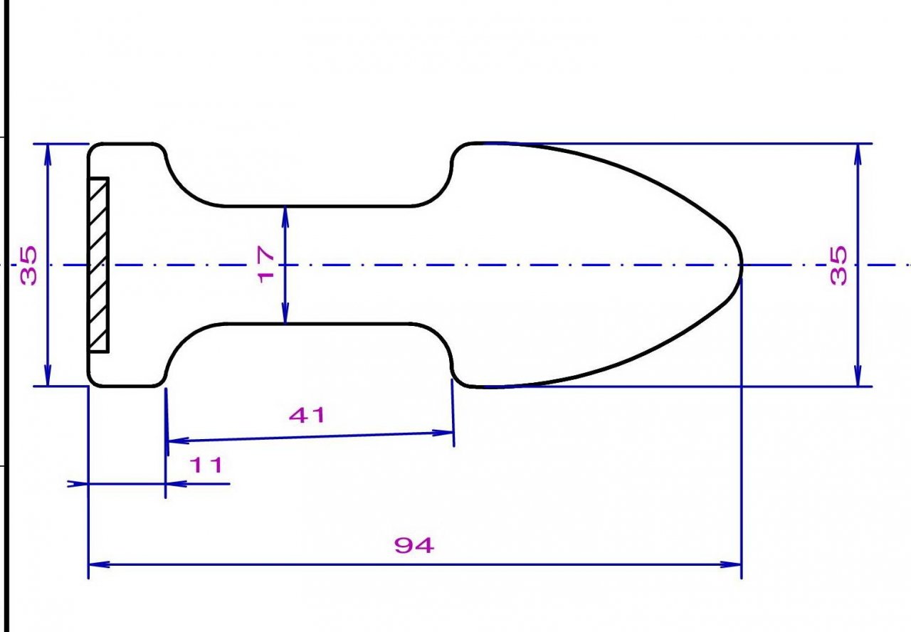 Slim butt plug 35 mm with and without stone