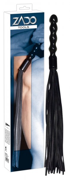 Leather Flogger with Wooden Handle