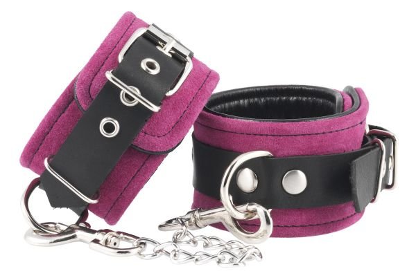 Pink legcuffs velours