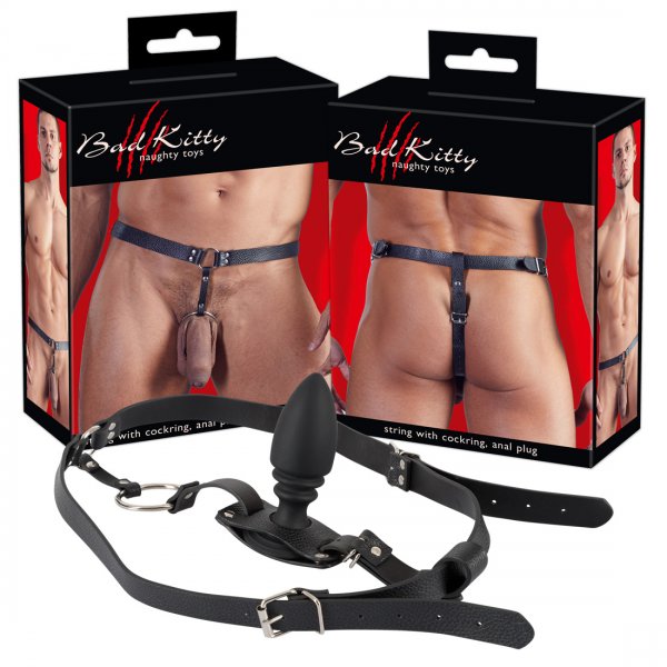 String with Cock Ring and 11 cm Butt Plug