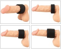 Preview: Drei dehnbare Hodenringe aus schwarzem Silikon